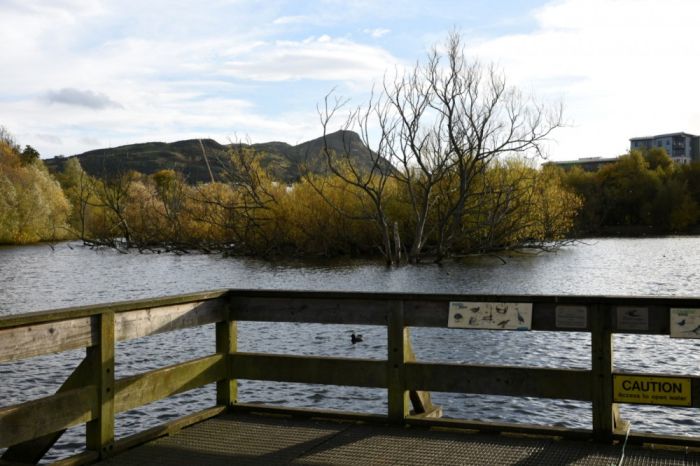 Lochend Loch and Arthur's Seat, from the viewing platform