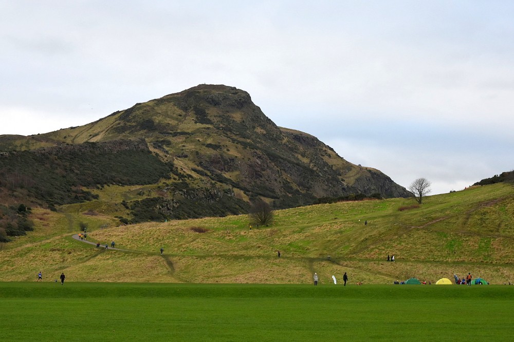 Arthur's Seat - assembly area and route to start (on skyline near the gorse bushes on right)