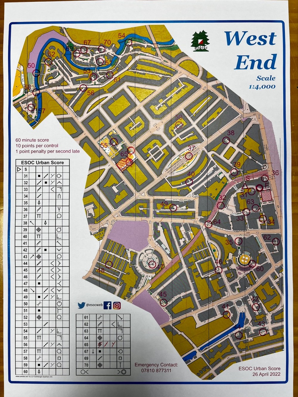 Edinburgh West End Orienteering Map for ESOC Social 26th April 22