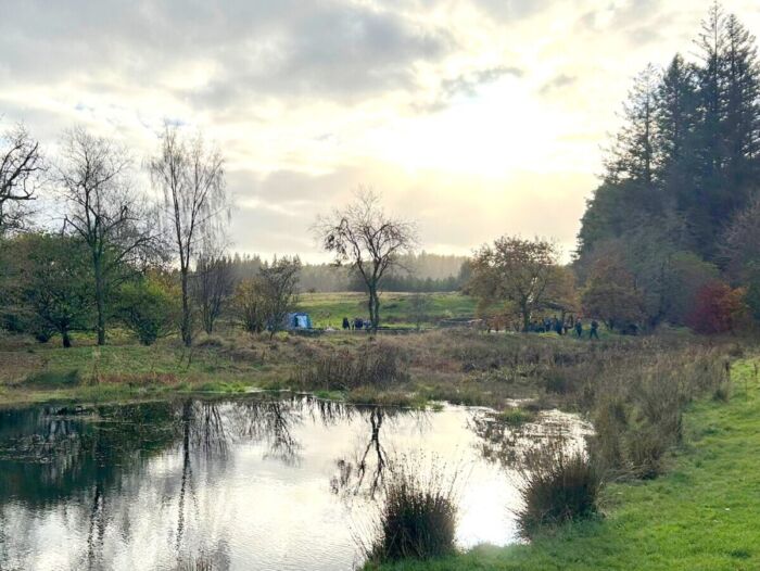 Balvormie pond and view to Assembly area