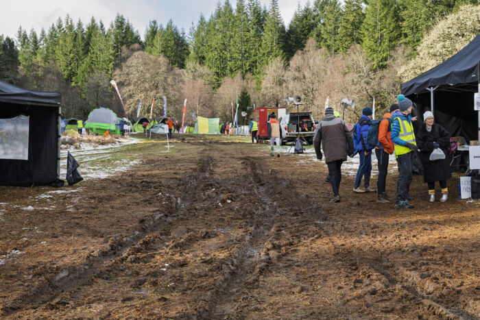 Muddy arena on Sunday